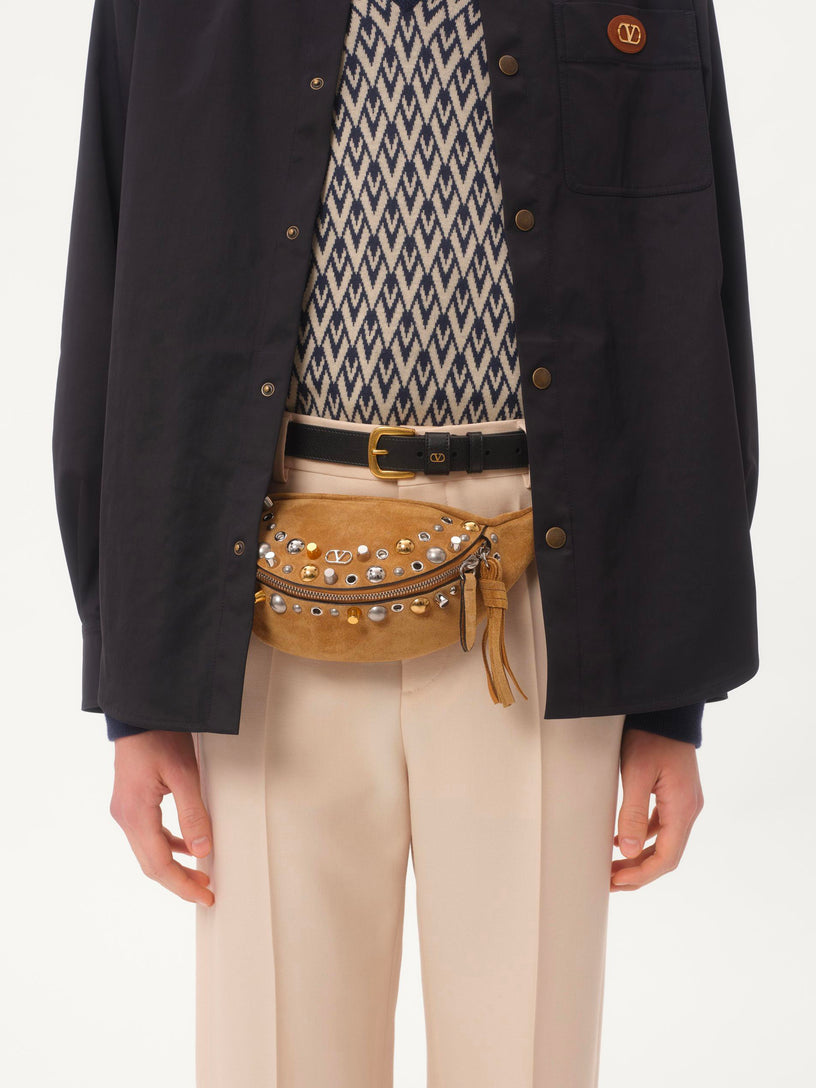 Valentino shirt jacket in nylon with rubberized V Detail