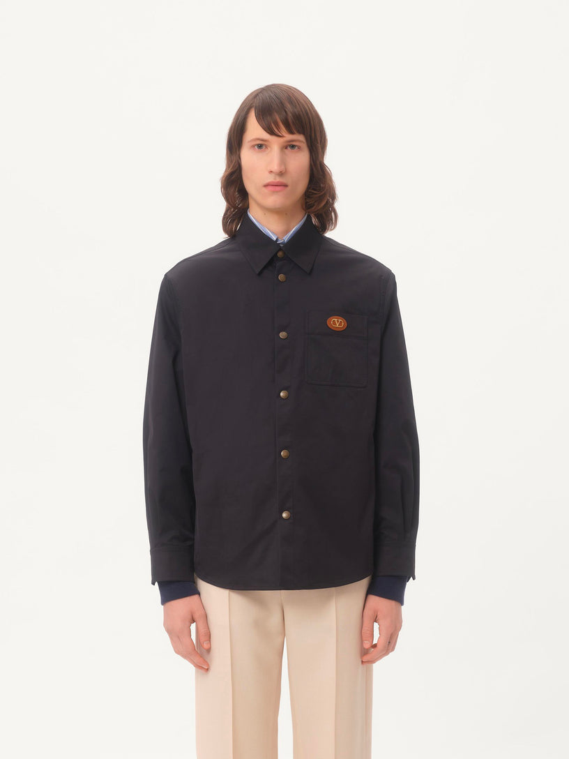 Valentino shirt jacket in nylon with rubberized V Detail