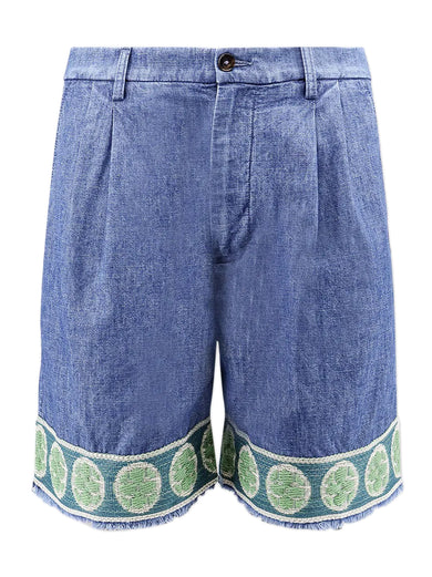 Denim shorts with jacquard bottom