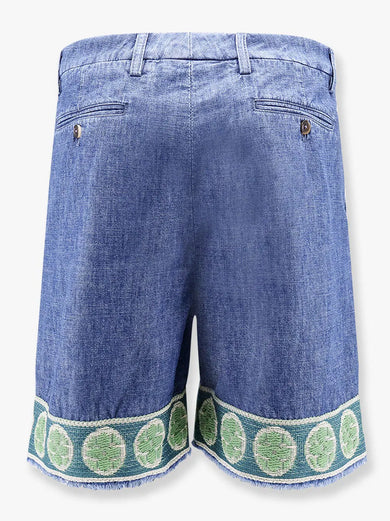 Denim shorts with jacquard bottom