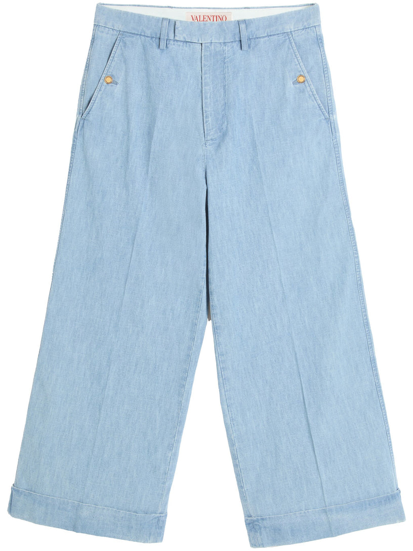 Denim trousers with cuff