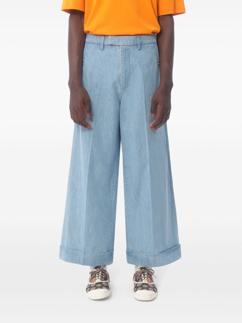 Denim trousers with cuff