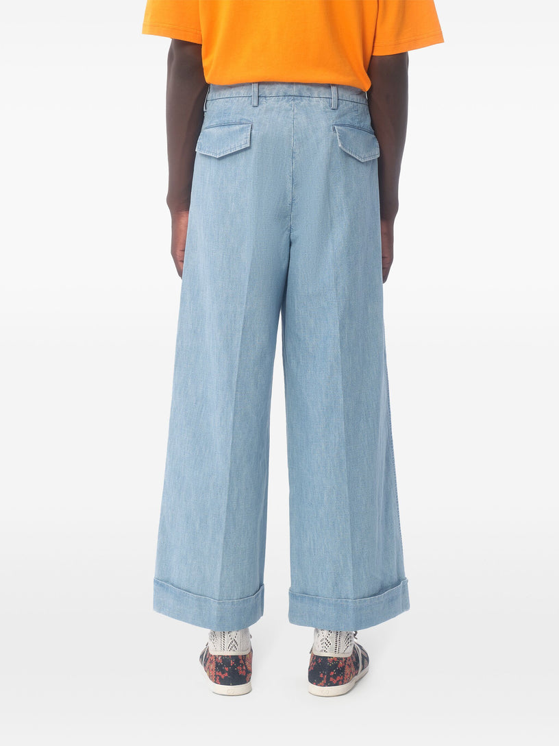 Denim trousers with cuff