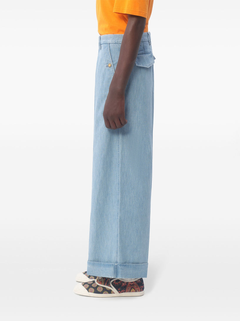 Denim trousers with cuff