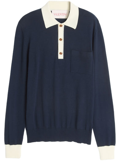 Long sleeve polo shirt in cotton