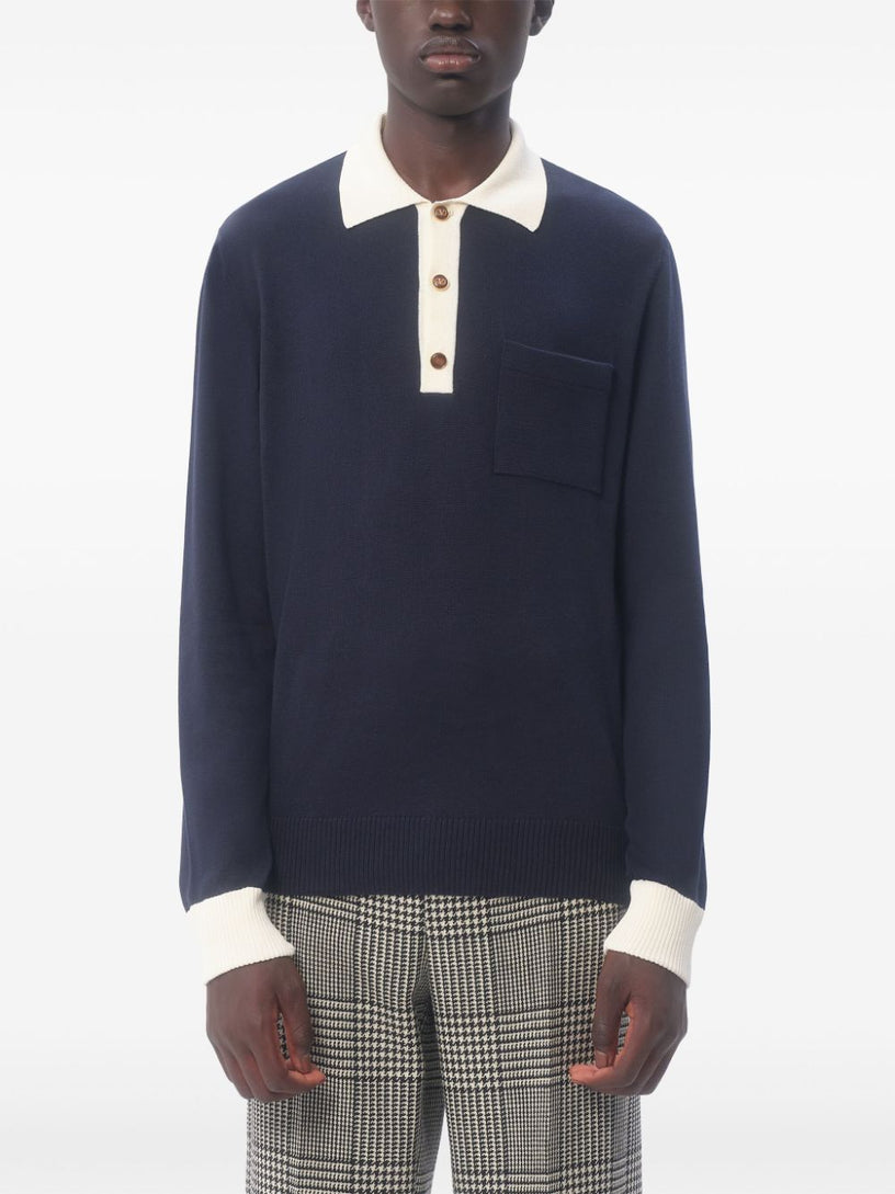 Long sleeve polo shirt in cotton