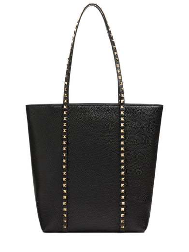 Rockstud shopping bag in grained calfskin