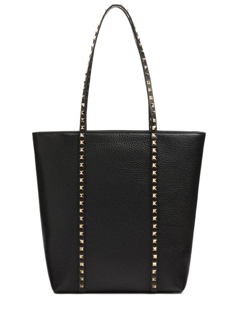 Rockstud shopping bag in grained calfskin