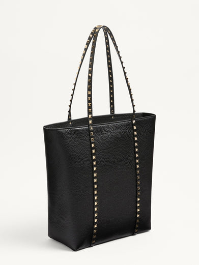 Rockstud shopping bag in grained calfskin