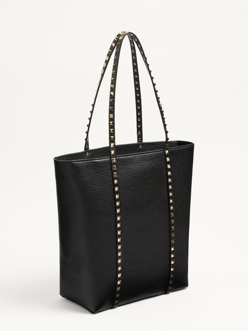 Rockstud shopping bag in grained calfskin