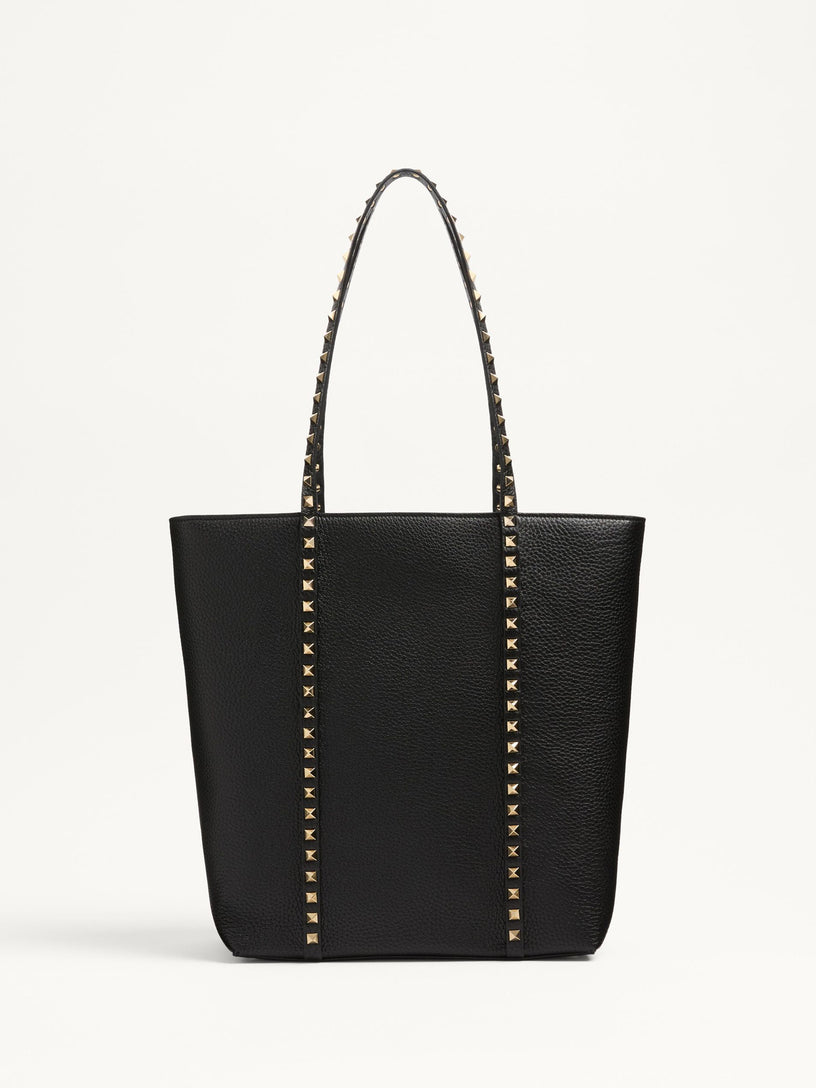 Rockstud shopping bag in grained calfskin