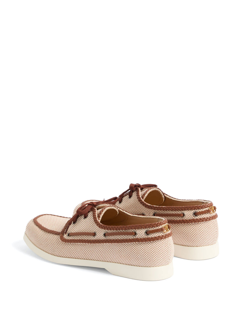 Palm Avenue boat shoe in canvas fabric and nappa