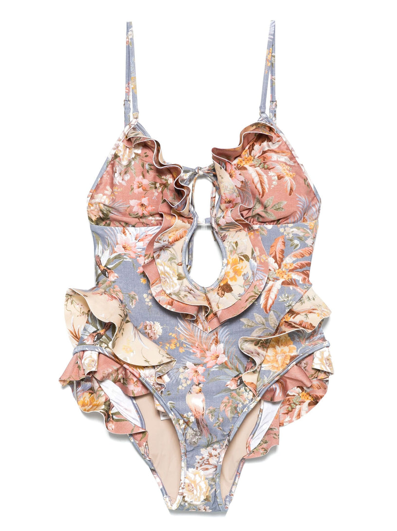 Tallow one-piece swimsuit with ruffles