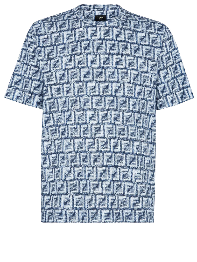 FENDI Blue ff cotton t-shirt