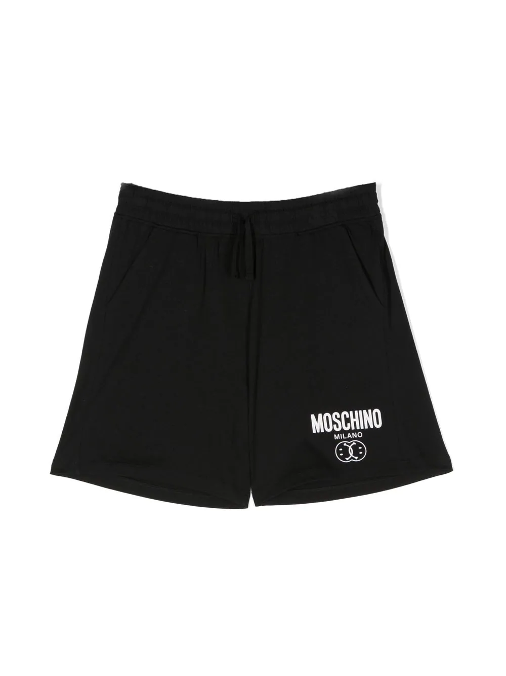 Moschino Logo-print Cotton Track Shorts In Black