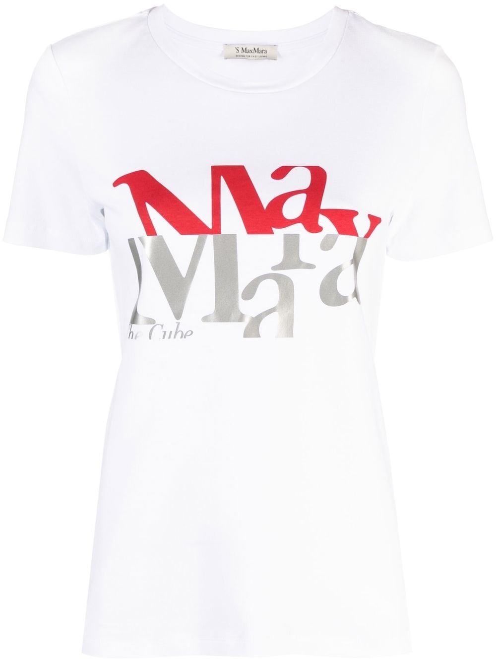 's Max Mara Gilbert Logo Printed Jersey T-shirt In Bianco Ottico