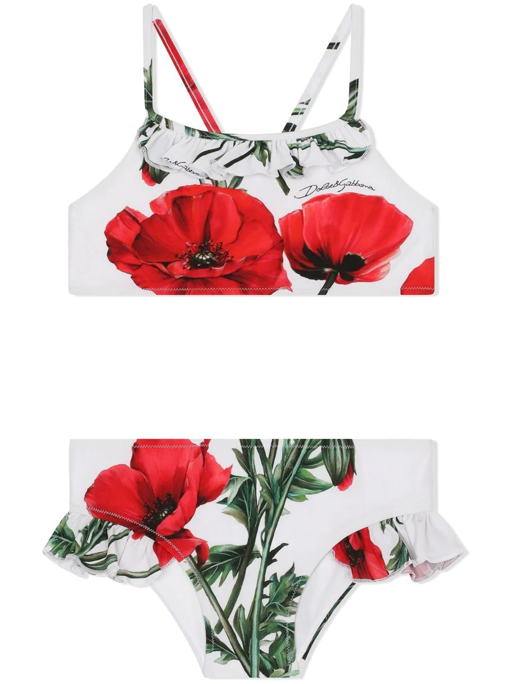 Dolce & Gabbana Kids' Floral-print Bikini In White