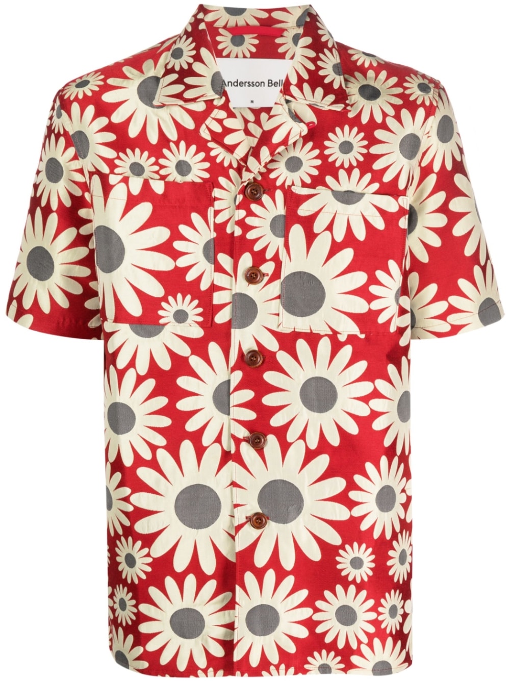 Andersson Bell Daisy Jacquard Mesh Shirt In Red