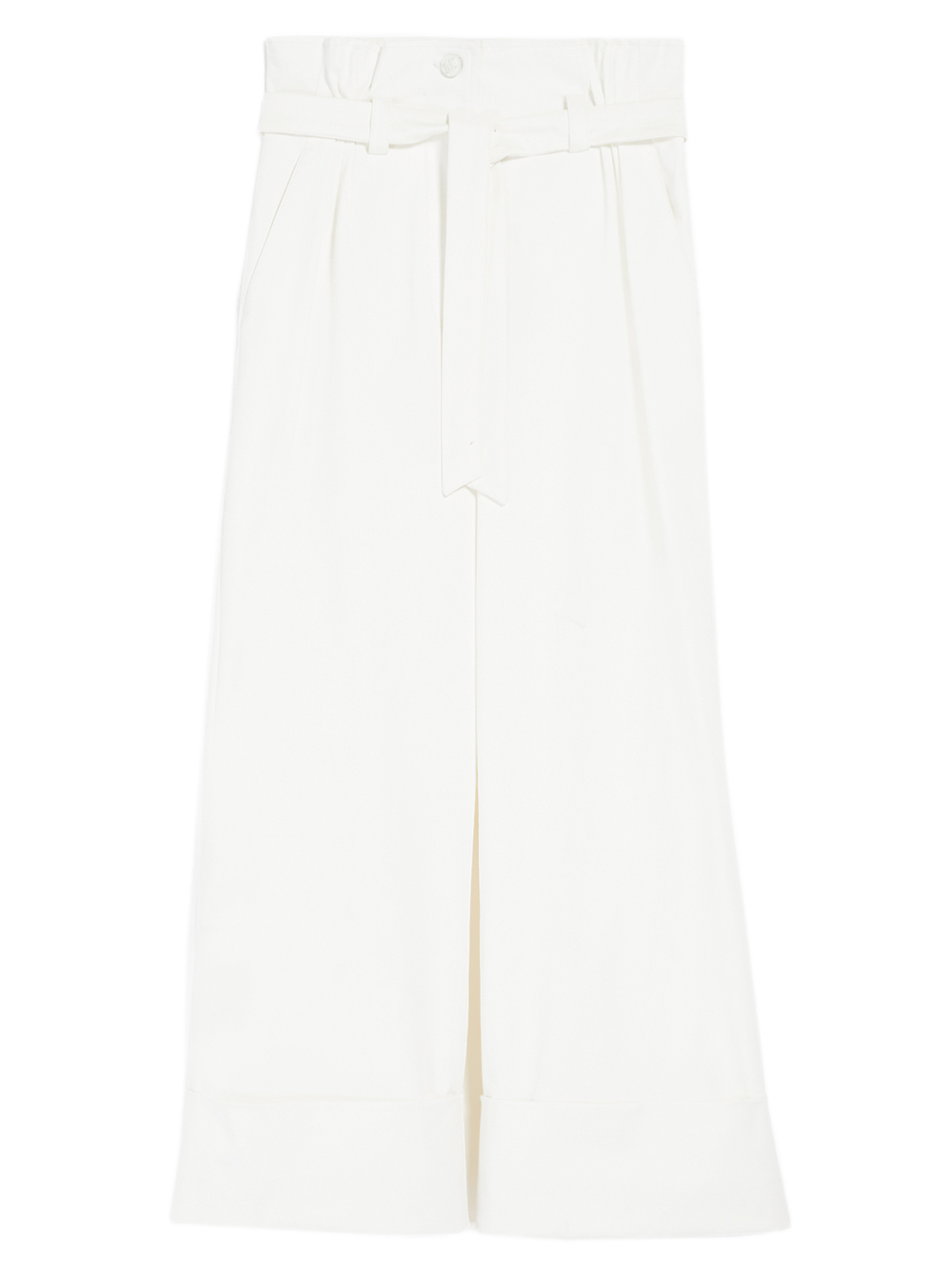 Max Mara Nigella Belted Cotton-blend Pants In White
