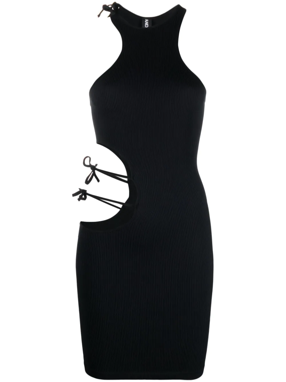 Andreädamo Cut-out Ribbed Mini Dress In Black