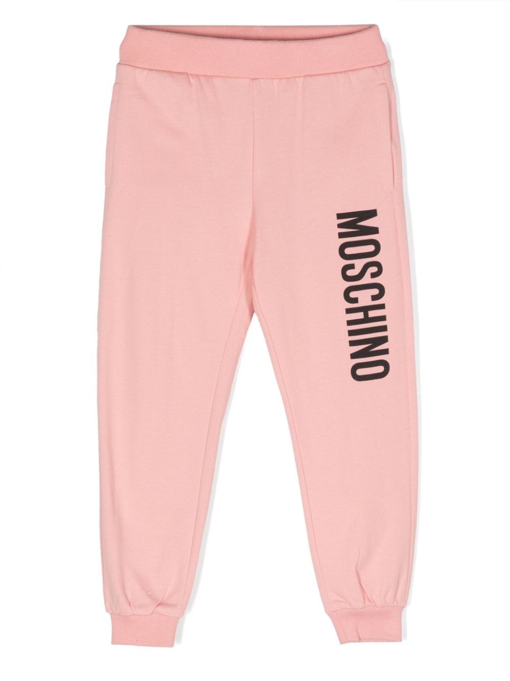 Moschino Logo-print Cotton Track Pants In Pink