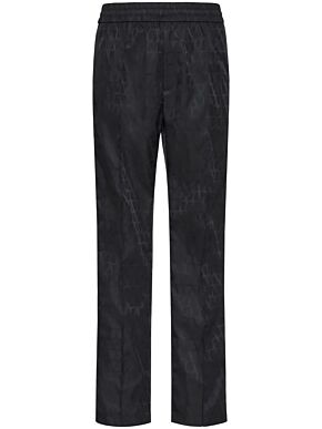Nylon trousers with all-over toile iconographe motif