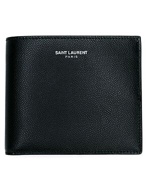 East/west saint laurent paris wallet with coin purse in grain de poudre embossed leather