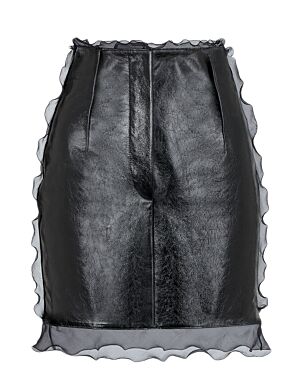 Shiny leather skirt