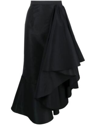 Asymmetric drape midi skirt