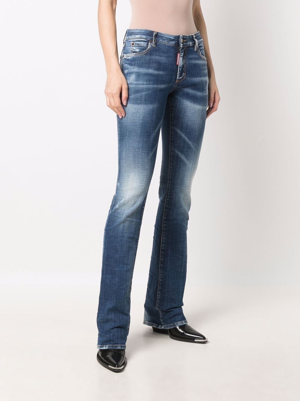 Dsquared2 Medium Waist Flare Jeans In Blue
