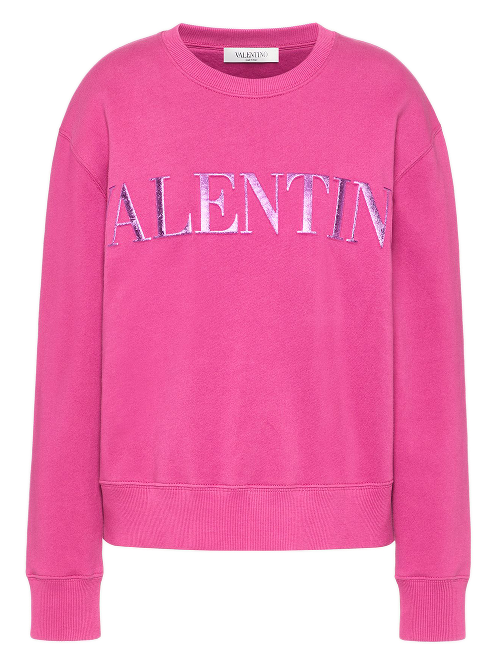 Valentino Sweatshirt With Laminated Embossed Logo In Pink