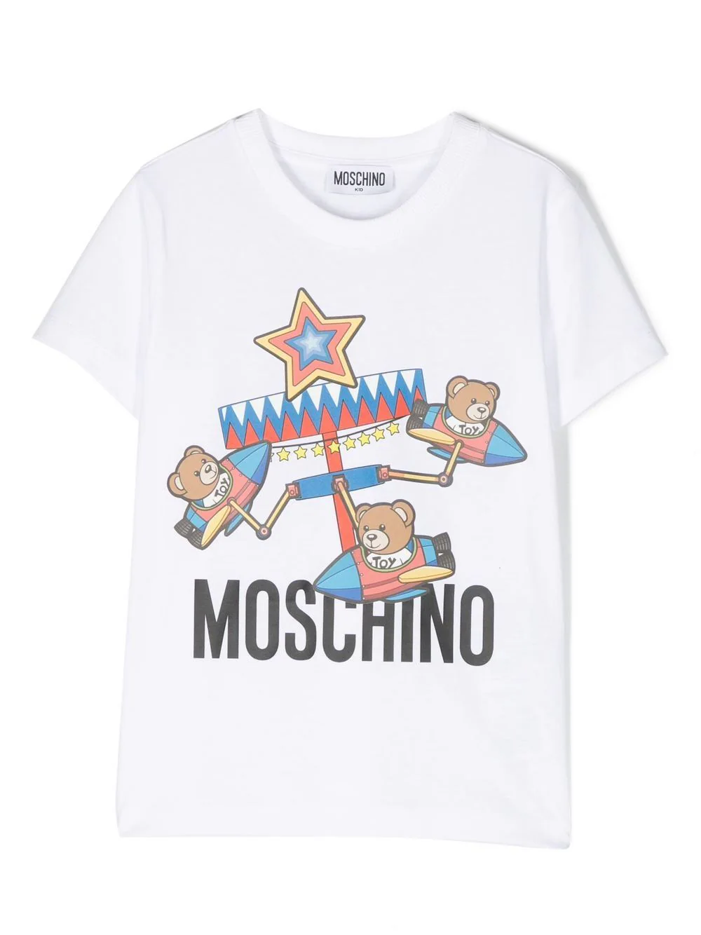 Moschino Kids' Teddy Print T-shirt In Weiss