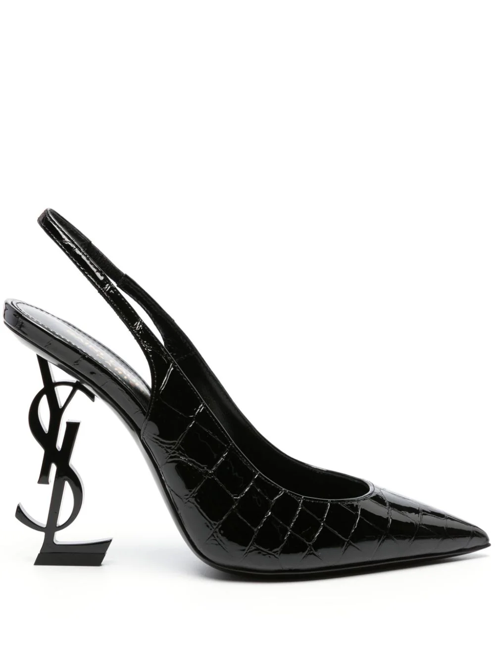Saint Laurent Slingback Opyum In Stampa Cocco In Black
