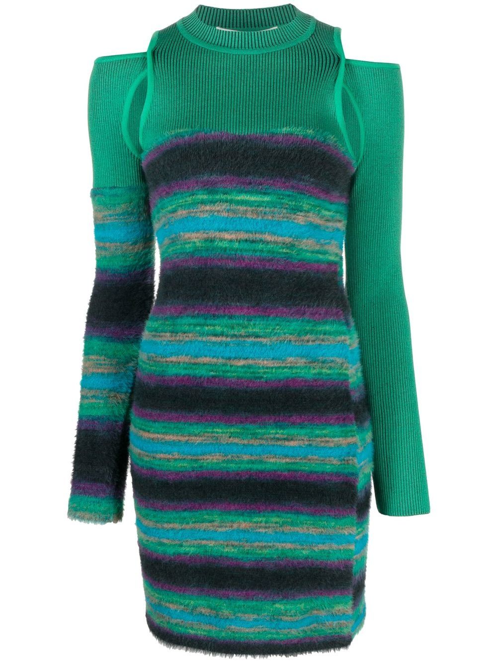 Andersson Bell Stripe-pattern Knitted Dress In Green